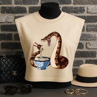 Funny Japanese Kawaii Ramen Snake Cute Ball Python Garment-Dyed Women's Muscle Tee