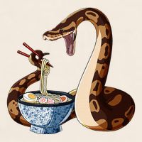 Funny Japanese Kawaii Ramen Snake Cute Ball Python Garment-Dyed Women's Muscle Tee