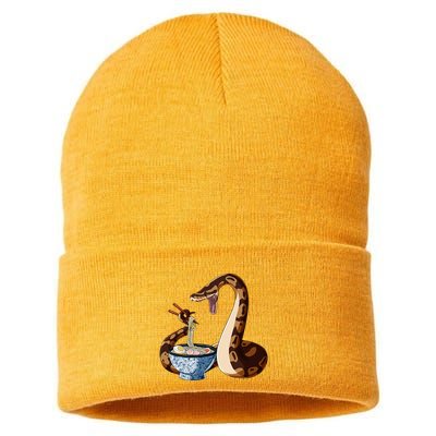 Funny Japanese Kawaii Ramen Snake Cute Ball Python Sustainable Knit Beanie