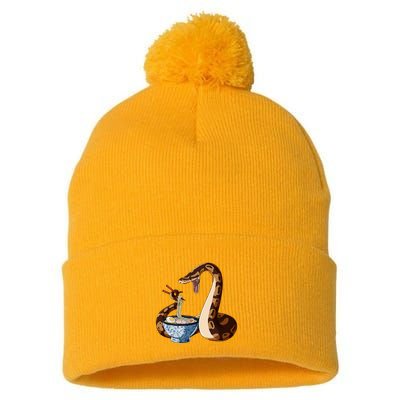 Funny Japanese Kawaii Ramen Snake Cute Ball Python Pom Pom 12in Knit Beanie