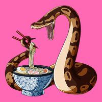 Funny Japanese Kawaii Ramen Snake Cute Ball Python Stripe Pom Pom Beanie