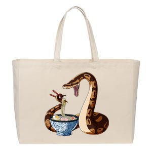 Funny Japanese Kawaii Ramen Snake Cute Ball Python Cotton Canvas Jumbo Tote