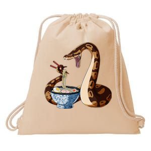 Funny Japanese Kawaii Ramen Snake Cute Ball Python Drawstring Bag