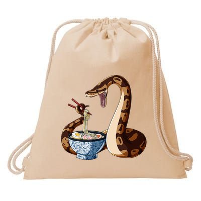 Funny Japanese Kawaii Ramen Snake Cute Ball Python Drawstring Bag