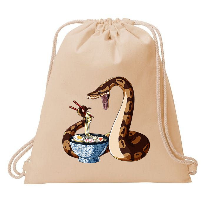 Funny Japanese Kawaii Ramen Snake Cute Ball Python Drawstring Bag