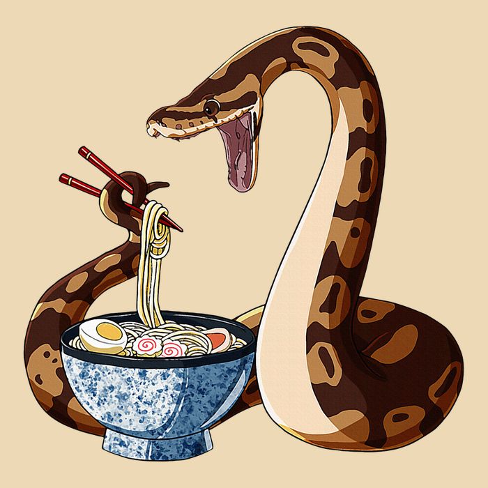 Funny Japanese Kawaii Ramen Snake Cute Ball Python Drawstring Bag