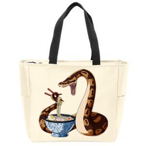 Funny Japanese Kawaii Ramen Snake Cute Ball Python Zip Tote Bag