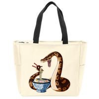 Funny Japanese Kawaii Ramen Snake Cute Ball Python Zip Tote Bag
