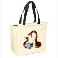 Funny Japanese Kawaii Ramen Snake Cute Ball Python Zip Tote Bag
