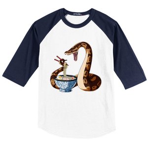 Funny Japanese Kawaii Ramen Snake Cute Ball Python Baseball Sleeve Shirt