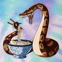 Funny Japanese Kawaii Ramen Snake Cute Ball Python Legacy Tie Dye Trucker Hat