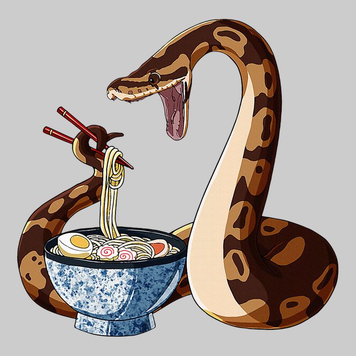 Funny Japanese Kawaii Ramen Snake Cute Ball Python Tie-Dye T-Shirt