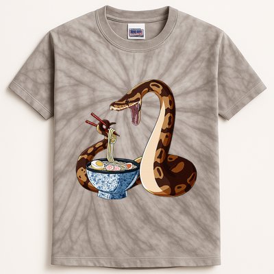 Funny Japanese Kawaii Ramen Snake Cute Ball Python Kids Tie-Dye T-Shirt