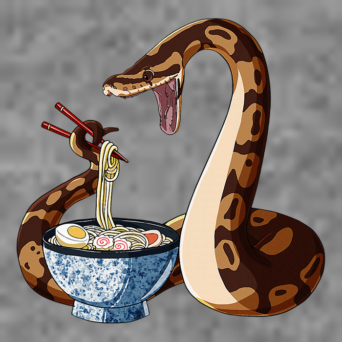 Funny Japanese Kawaii Ramen Snake Cute Ball Python 7-Panel Snapback Hat