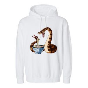 Funny Japanese Kawaii Ramen Snake Cute Ball Python Garment-Dyed Fleece Hoodie