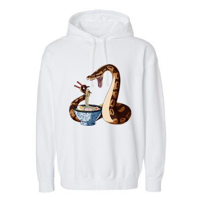 Funny Japanese Kawaii Ramen Snake Cute Ball Python Garment-Dyed Fleece Hoodie