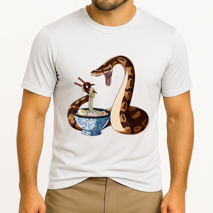 Funny Japanese Kawaii Ramen Snake Cute Ball Python Cooling Performance Crew T-Shirt