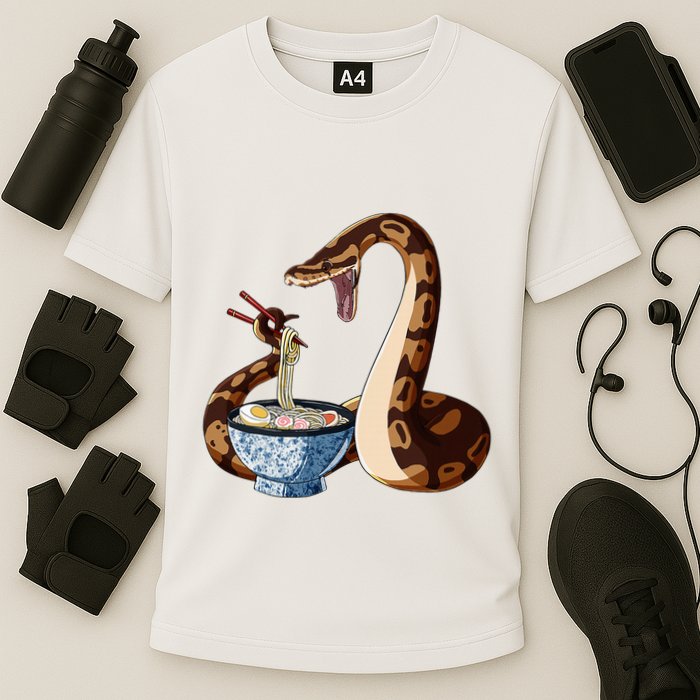 Funny Japanese Kawaii Ramen Snake Cute Ball Python Cooling Performance Crew T-Shirt