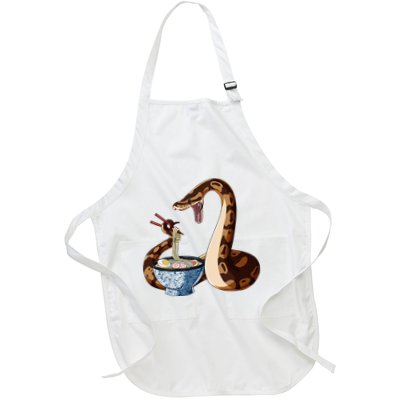 Funny Japanese Kawaii Ramen Snake Cute Ball Python Full-Length Apron With Pockets