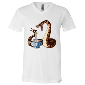 Funny Japanese Kawaii Ramen Snake Cute Ball Python V-Neck T-Shirt