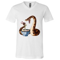 Funny Japanese Kawaii Ramen Snake Cute Ball Python V-Neck T-Shirt
