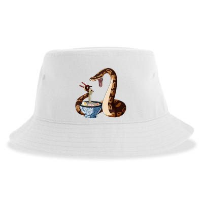 Funny Japanese Kawaii Ramen Snake Cute Ball Python Sustainable Bucket Hat