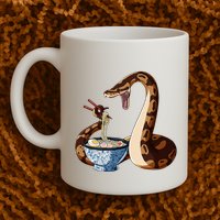 Funny Japanese Kawaii Ramen Snake Cute Ball Python Mug
