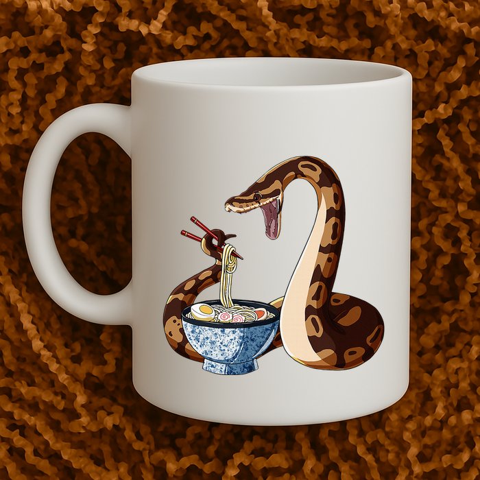 Funny Japanese Kawaii Ramen Snake Cute Ball Python Mug