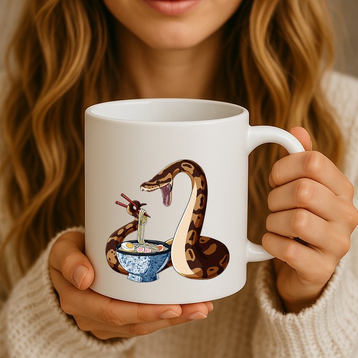 Funny Japanese Kawaii Ramen Snake Cute Ball Python Mug