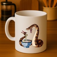 Funny Japanese Kawaii Ramen Snake Cute Ball Python Mug