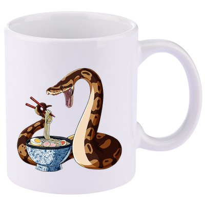Funny Japanese Kawaii Ramen Snake Cute Ball Python 11oz C Handle Ceramic Mug
