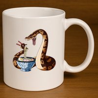 Funny Japanese Kawaii Ramen Snake Cute Ball Python 11oz C Handle Ceramic Mug