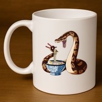 Funny Japanese Kawaii Ramen Snake Cute Ball Python 11oz C Handle Ceramic Mug