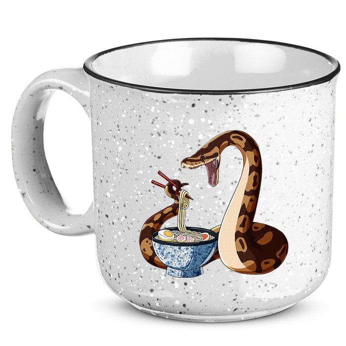 Funny Japanese Kawaii Ramen Snake Cute Ball Python 15oz Campfire Ceramic Mug