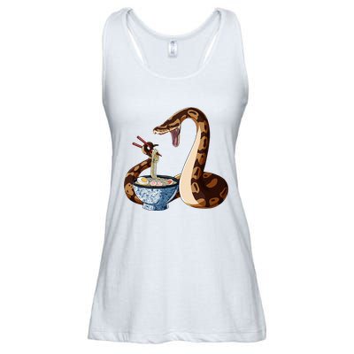 Funny Japanese Kawaii Ramen Snake Cute Ball Python Ladies Essential Flowy Tank