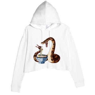 Funny Japanese Kawaii Ramen Snake Cute Ball Python Crop Fleece Hoodie