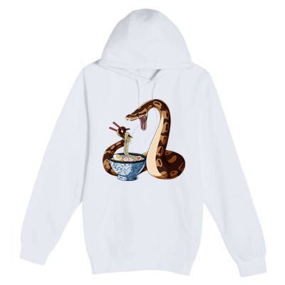 Funny Japanese Kawaii Ramen Snake Cute Ball Python Premium Pullover Hoodie