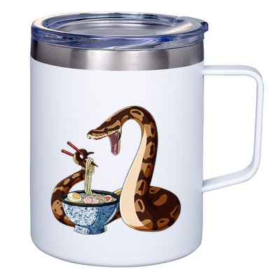 Funny Japanese Kawaii Ramen Snake Cute Ball Python 12oz Stainless Steel Coffee Mug