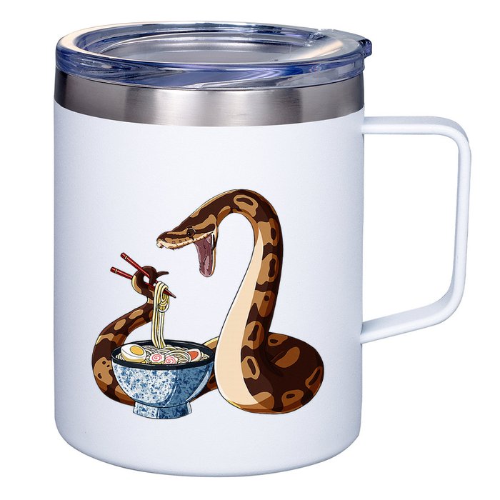 Funny Japanese Kawaii Ramen Snake Cute Ball Python 12oz Stainless Steel Coffee Mug