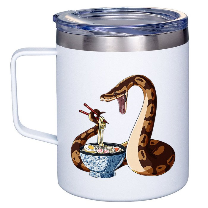 Funny Japanese Kawaii Ramen Snake Cute Ball Python 12oz Stainless Steel Coffee Mug