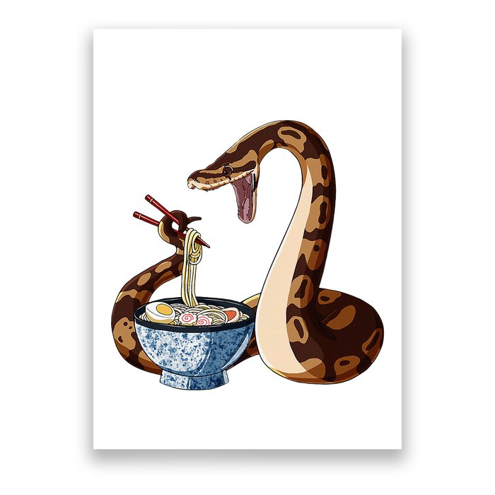 Funny Japanese Kawaii Ramen Snake Cute Ball Python Poster