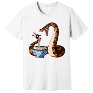 Funny Japanese Kawaii Ramen Snake Cute Ball Python Premium T-Shirt