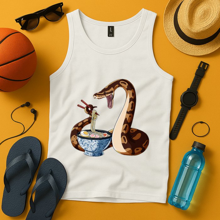 Funny Japanese Kawaii Ramen Snake Cute Ball Python Tank Top