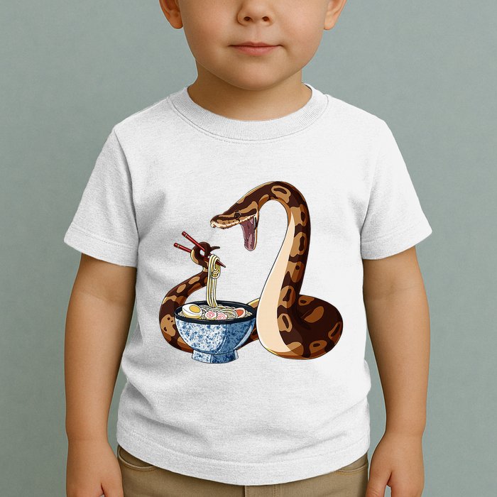 Funny Japanese Kawaii Ramen Snake Cute Ball Python Toddler T-Shirt
