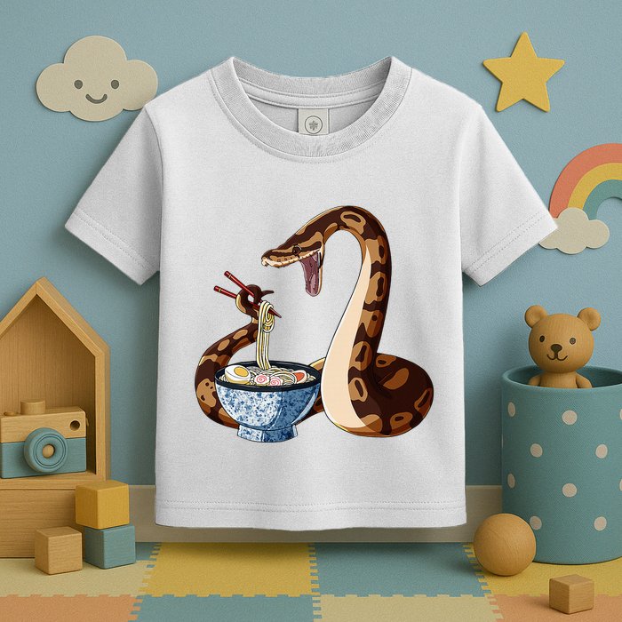 Funny Japanese Kawaii Ramen Snake Cute Ball Python Toddler T-Shirt