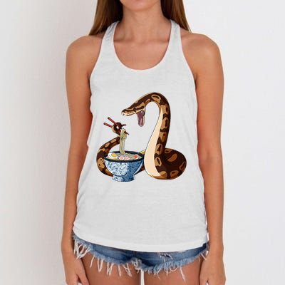 Funny Japanese Kawaii Ramen Snake Cute Ball Python Women's Knotted Racerback Tank