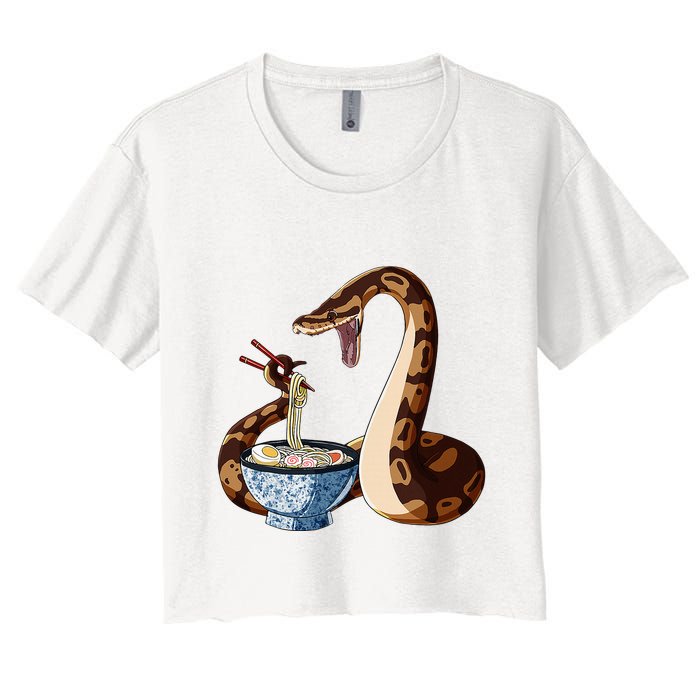 Funny Japanese Kawaii Ramen Snake Cute Ball Python Crop Top