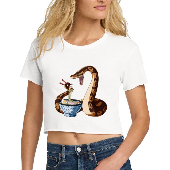 Funny Japanese Kawaii Ramen Snake Cute Ball Python Crop Top
