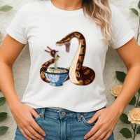 Funny Japanese Kawaii Ramen Snake Cute Ball Python Womens T-Shirt