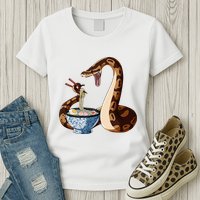 Funny Japanese Kawaii Ramen Snake Cute Ball Python Womens T-Shirt